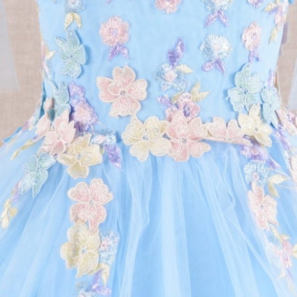 NEW DRESS FOR FORMAL OCCASIONS EMBROIDERED WITH FLORAL LACE FOR KIDS GL GK107 - Picture 6 of 12